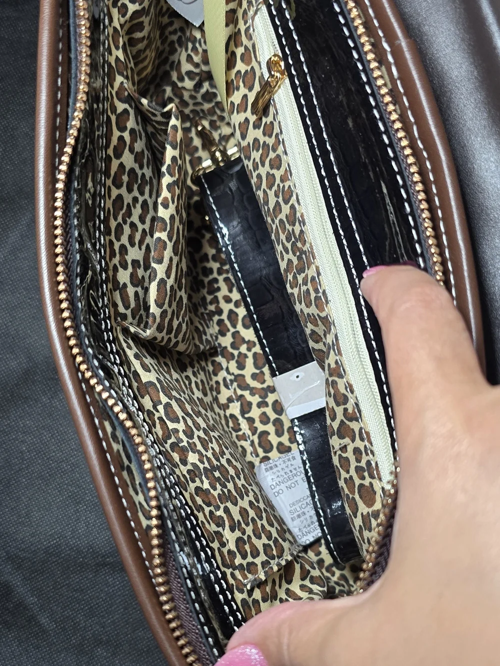 Leopard Print and Black Patent Genuine Leather Crossbody Bag
